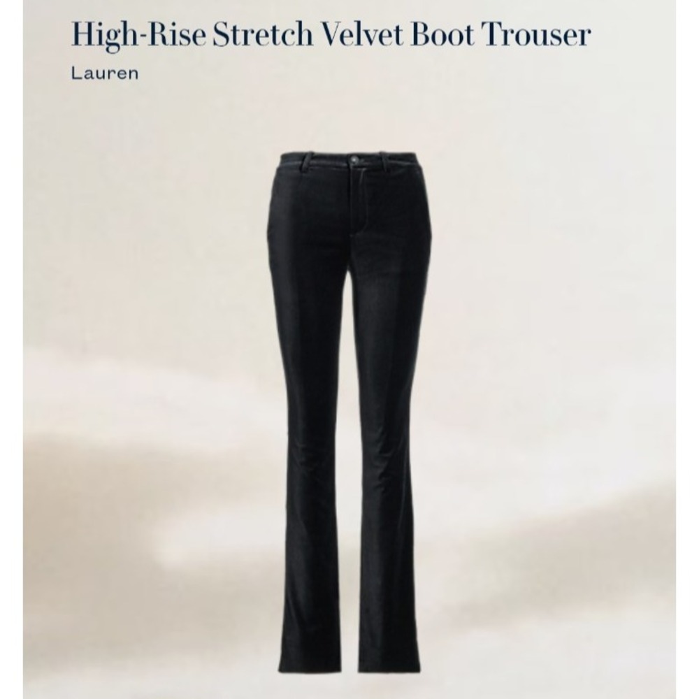 Lauren Ralph Lauren‎ Black Label High Rise Stretch Velvet  Trouser SIZE 4 Black - Picture 3 of 16